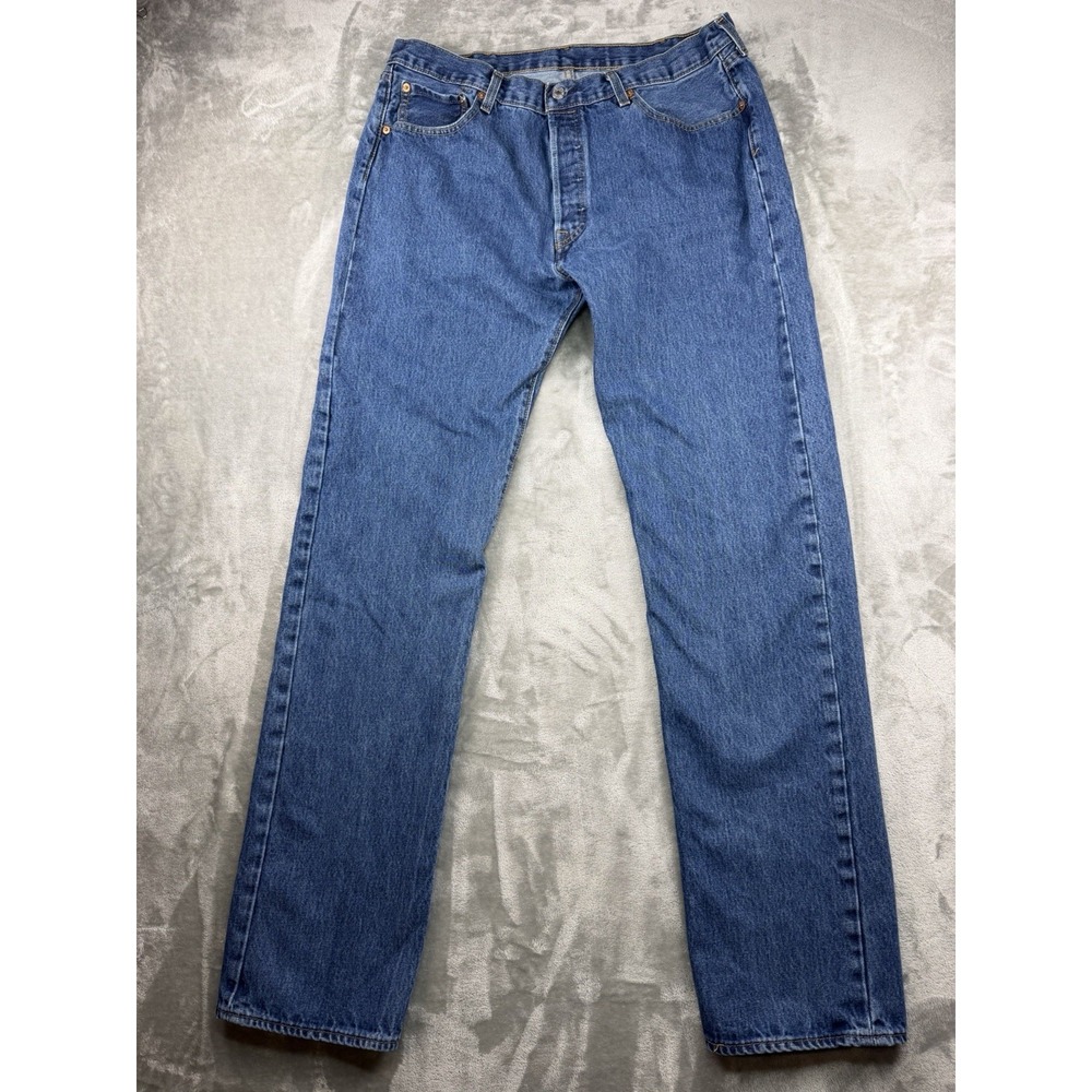 Levis 501 Original Fit Jeans Mens 38x38 Button Fly Straight Leg Medium Wash